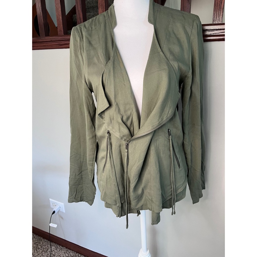 Olive & Oak Womens Olive Green Asymmetrical Zip Moto Jacket Small LV8S9638EV